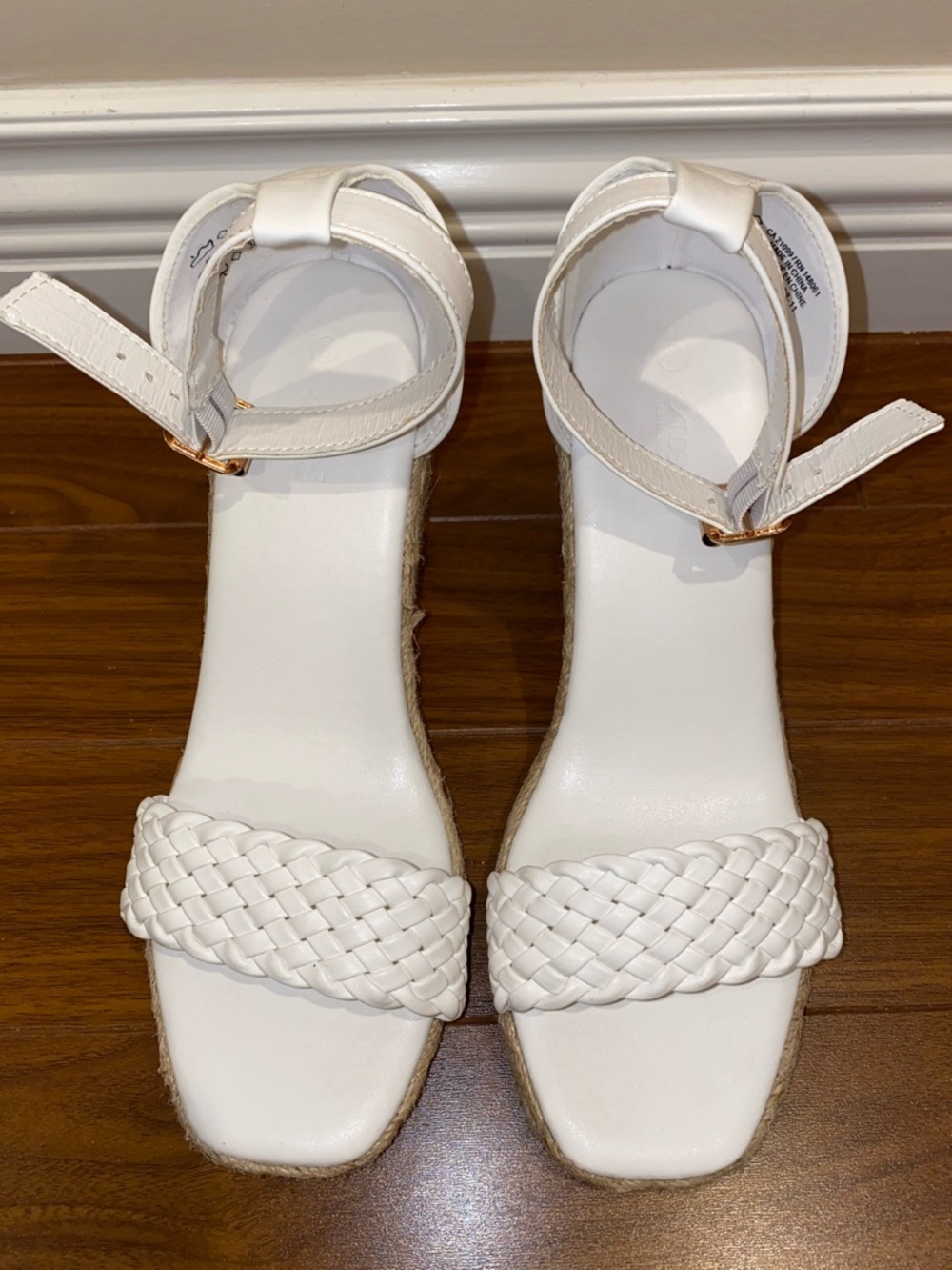 Ardene White Braided Ankle-Strap Espadrille Wedges - Picture 5 of 9